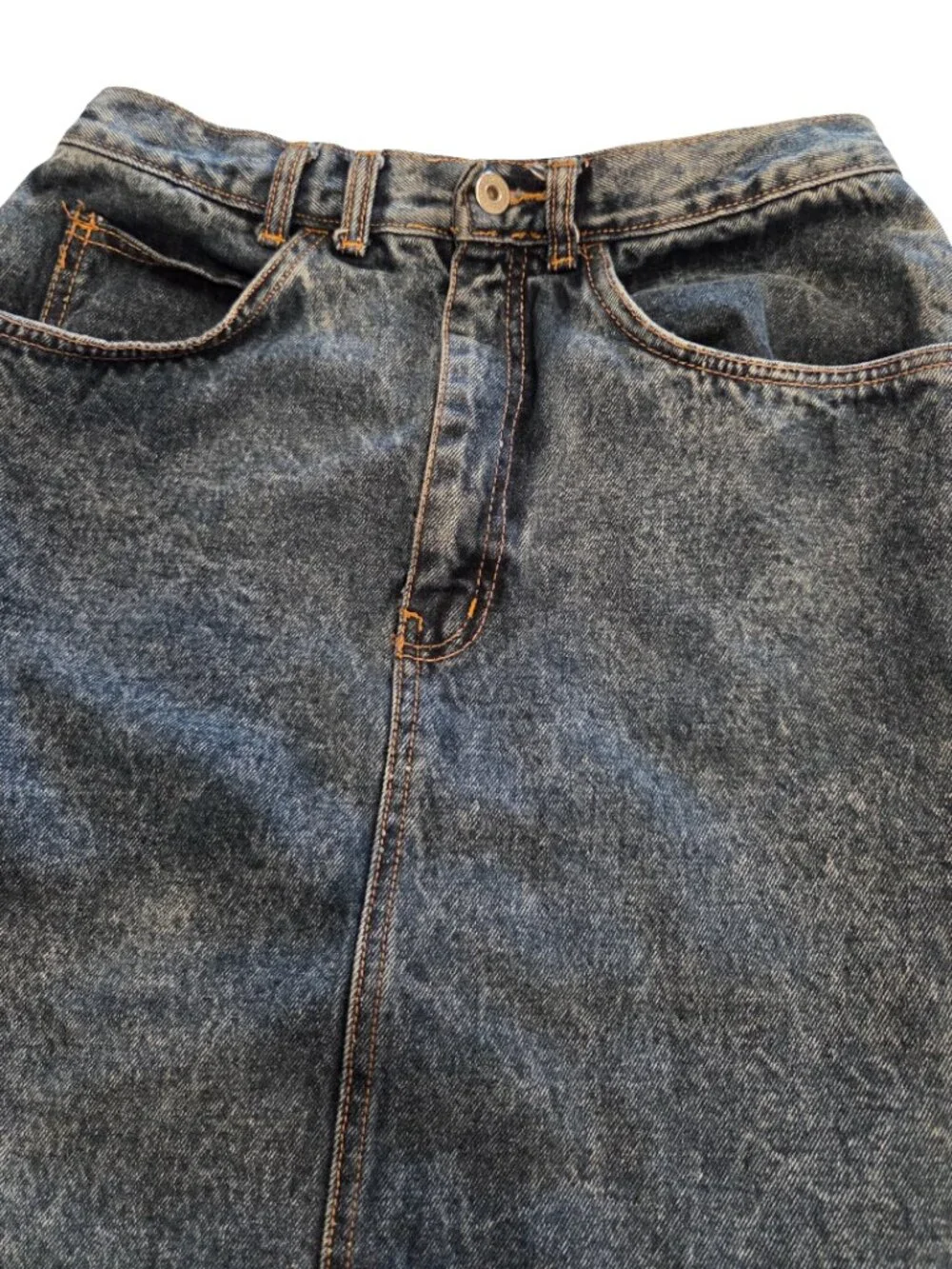 Vintage Jordache Acid Wash Denim Midi Skirt Womens 12 High Waist 80s 90s Western